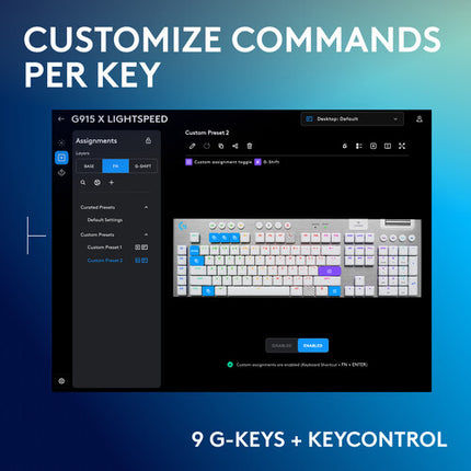 Logitech G G915 X LIGHTSPEED Teclado Mecánico Gamer Inalámbrico RGB Blanco GL Táctil Bluetooth USB-C