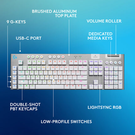 Logitech G G915 X LIGHTSPEED Teclado Mecánico Gamer Inalámbrico RGB Blanco GL Táctil Bluetooth USB-C