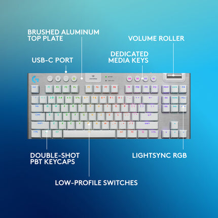 Logitech G G915 X LIGHTSPEED TKL Teclado Mecánico Inalámbrico RGB Blanco GL Táctil