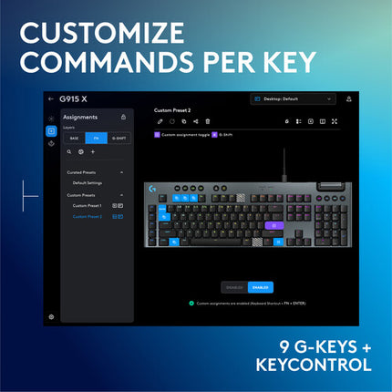 Logitech G G915 X Teclado Mecánico para Juegos con Cable RGB y Switches GL Táctiles