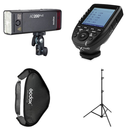 Godox AD200Pro II Kit Flash de Bolsillo 200Ws con Softbox Trípode y XProC para Canon