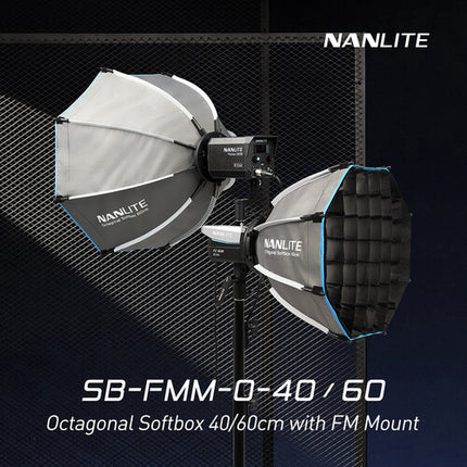 Nanlite Softbox Octogonal FM Mount 60 cm con Rejilla de Tela