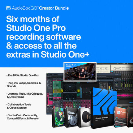 PreSonus AudioBox Go Creator Bundle Grabación Interfaz USB-C Micrófono Condensador