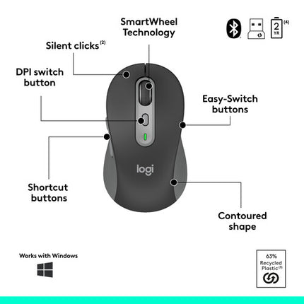 Logitech Signature Slim MK955 Teclado y Ratón Inalámbrico Bluetooth 5.1 400-4000 dpi Copilot