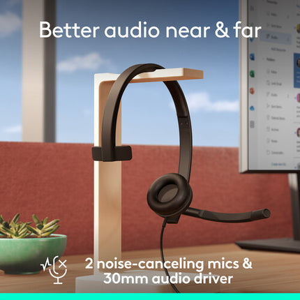 Logitech H570e Auricular Mono USB-C con Micrófono Ajustable y Cancelación de Ruido
