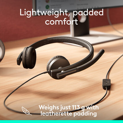 Logitech H570e Auriculares con cable USB-A Micrófono flexible y cancelación ruido