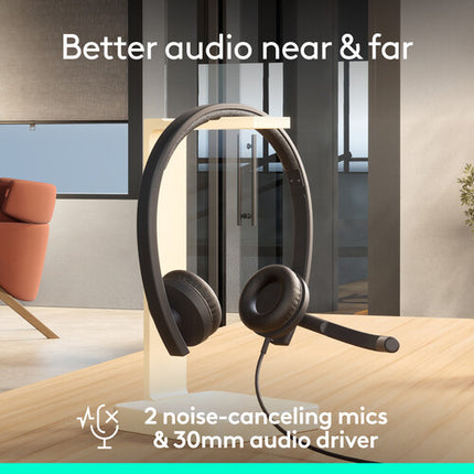 Logitech H570e Auriculares USB-C con micrófono ajustable y cancelación de ruido