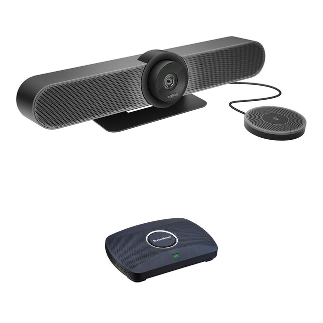 Logitech MeetUp 4K Cámara de Conferencias con Micrófono Expandible Alcance 4M y Receptor Inalámbrico 4K