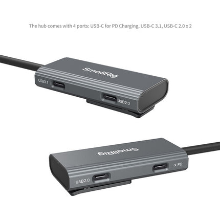 SmallRig 4-en-1 Hub USB-C 100W con 4 Puertos y Soporte para Zapata