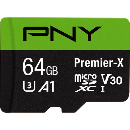 PNY 64GB Premier-X microSDXC UHS-I 100MB/s Clase 10 5-Pack con Adaptador SD