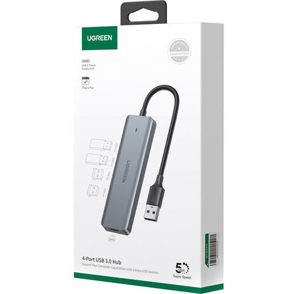 UGREEN Hub USB 3.0 de 4 Puertos con Cable Integrado y Aluminio