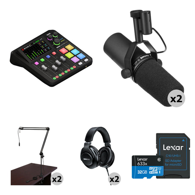 RODE RODECaster Duo Kit Podcast Doble Mics SM7B 2 Preamps 32GB