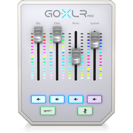 TC-Helicon GoXLR Mini Mixer y Interfaz de Audio USB Blanco con 4 Faders Y Entrada Óptica