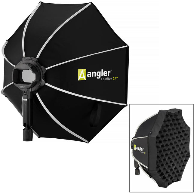 Angler FastBox Softbox Octagonal 24 pulgadas con Rejilla de Tela y Adaptador Godox AD200/AD200Pro