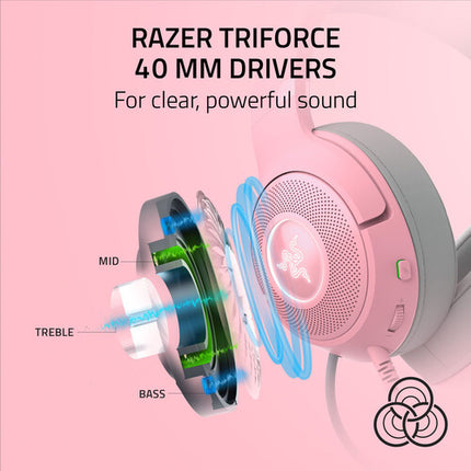 Razer Kraken Kitty V2 Auriculares USB con Drivers 40mm Sonido 7.1 Surround