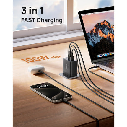 INIU Leopard Cargador de Pared USB GaN 100W 3 Puertos USB-C y USB-A