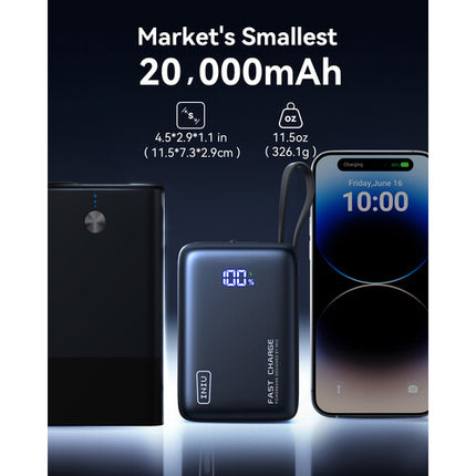INIU Pocket Power 20k Power Bank 20000mAh 20W USB-C con Pantalla LED