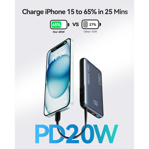 INIU Pocket Power 10k Power Bank 10000mAh 20W Carga Rápida LED