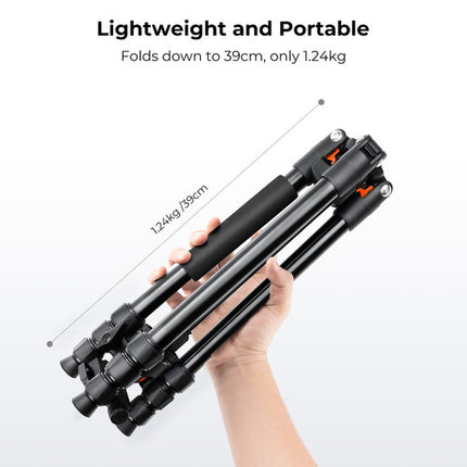 K&F Concept Trípode de Viaje de Aluminio con Cabezal esférico capacidad 10kg altura 17 3 a 64 1 pulgadas