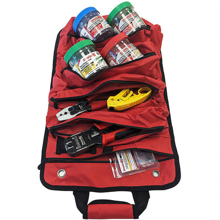 Simply45 Bolso enrollable para herramientas con doble cierre y 5 bolsillos con cremallera