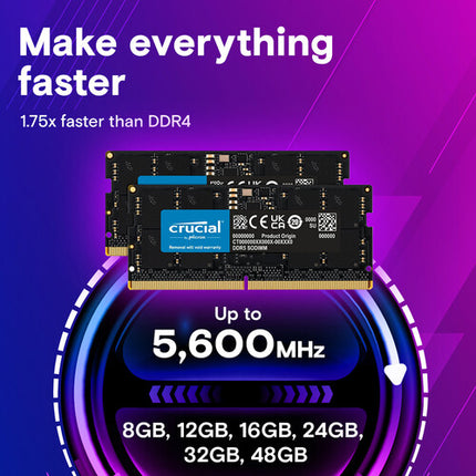 Crucial 32GB DDR5 5600 MHz Memoria SO-DIMM para Portátil 2x16GB