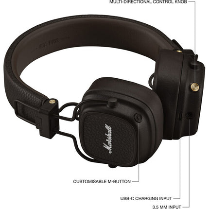 Marshall Major V Auriculares Bluetooth On-Ear 40mm 100 Horas Marrón