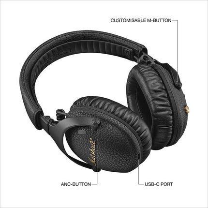 Marshall Monitor III A.N.C Auriculares Inalámbricos Circumaurales Cancelación de Ruido 70 Horas y Estuche