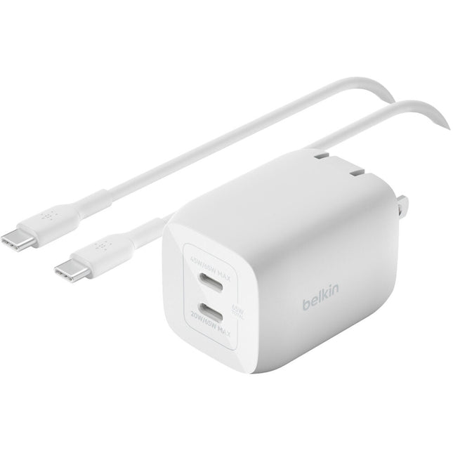 Belkin BoostCharge Pro 65W Cargador de Pared Dual USB-C con Cable USB-C 6'