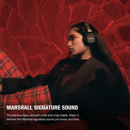 Marshall Major V Auriculares Inalámbricos Bluetooth On-Ear 40mm 100H Autonomía Negro