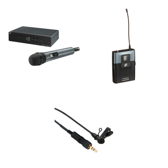 Sennheiser XSW1 Sistema de Micrófono Inalámbrico Combo con e835 Cardioide y Lavalier OLM-2 10 Horas de Autonomía