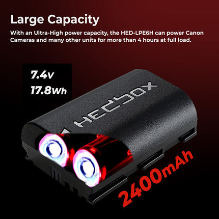 Hedbox HED-LPE6H Batería Recargable para Canon 2400mAh 1 Año Garantía
