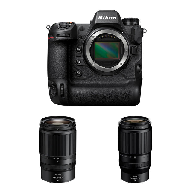 Nikon Z9 Cámara Sin Espejo 45.7MP 8K Video con Lentes 28-75mm y 70-180mm f2.8
