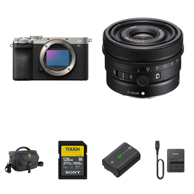 Sony a7CR Cámara Sin Espejo 61MP 8fps con Lente 24mm f2.8 y Kit Essentials+