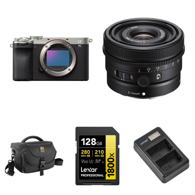 Sony a7C II Cámara sin Espejo 33MP 10 fps 24mm f/2.8 Bundle Básico
