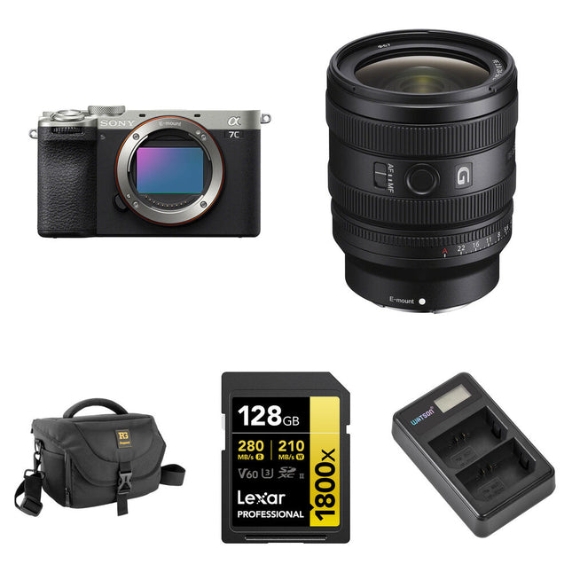 Sony a7C II cámara sin espejo con lente 24-50mm f/2.8 y kit básico 33MP 10 fps silver