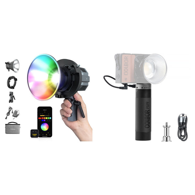 COLBOR CL60R RGB COB LED Monoluz Kit con Power Grip PG99 para Video