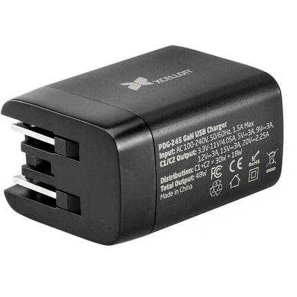 Xcellon PDG-245 Cargador USB-C 45W GaN 2 Puertos con Cable 6.6 pies