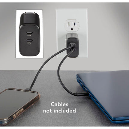 Xcellon PDG-265 Cargador USB-C GaN 2 Puertos 65W Protección Integrada