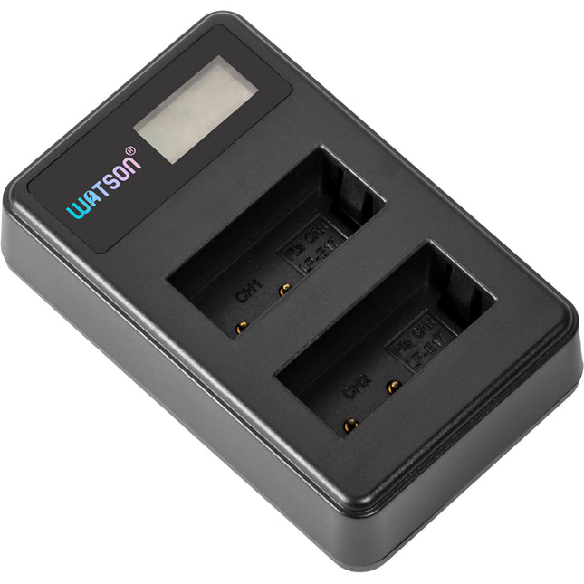 Watson Mini Duo Cargador USB-C para Baterías Canon LP-E17 con Pantalla LCD y Adaptador AC