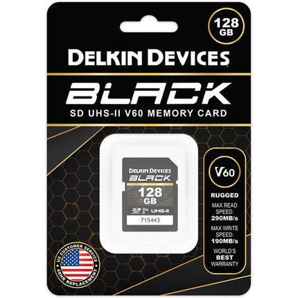 Delkin Devices 128GB BLACK UHS-II SDXC Tarjeta de Memoria 290MB/s 190MB/s con Estuche Protector