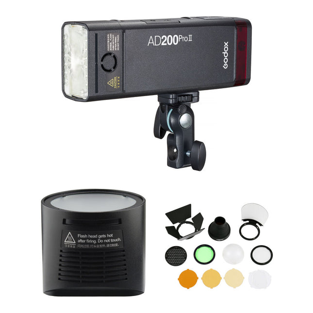 Godox AD200Pro II Flash de Bolsillo TTL 200Ws Kit con Cabezal Redondo y Modificadores