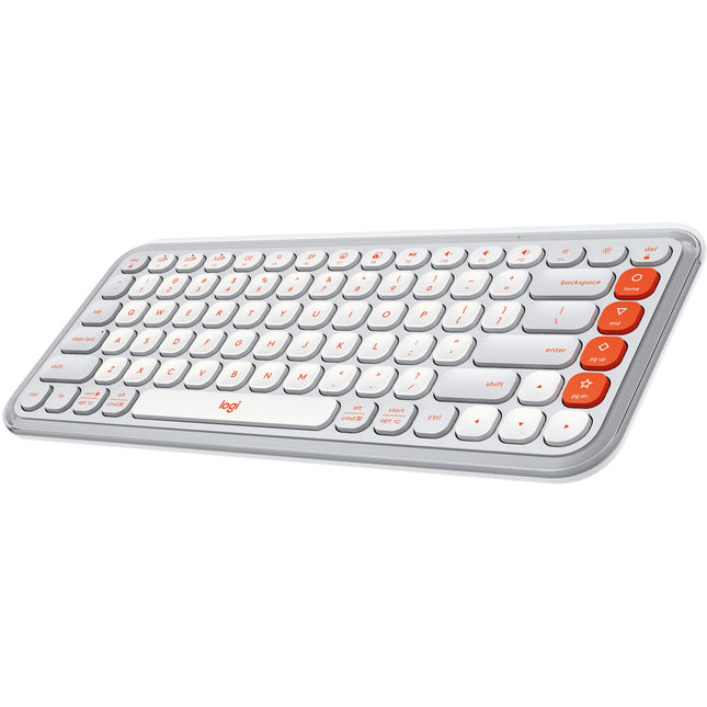 Logitech POP ICON KEYS Teclado inalámbrico Bluetooth Bajo perfil Off-White y Orange
