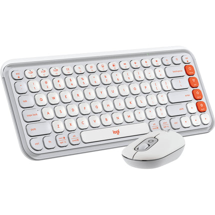 Logitech POP ICON Teclado y Ratón Inalámbricos Bluetooth Compacto Off-White y Naranja