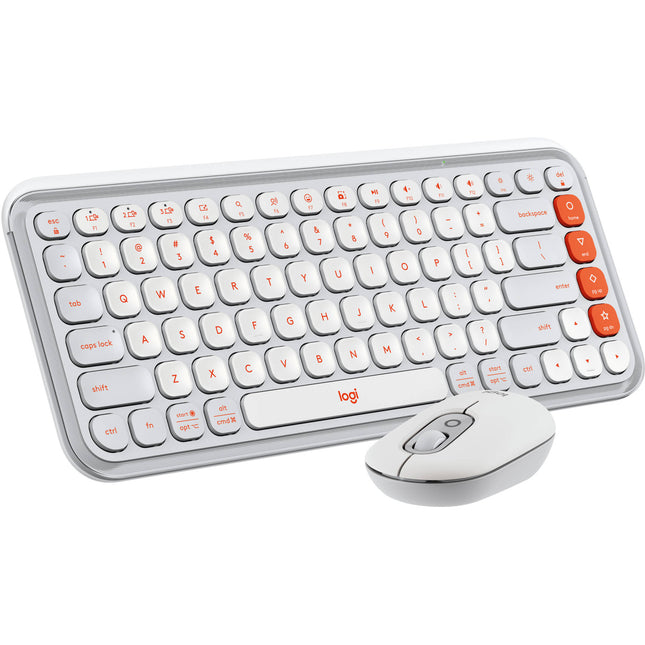 Logitech POP ICON Teclado y Ratón Inalámbricos Bluetooth Compacto Off-White y Naranja