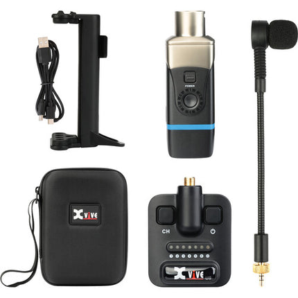 Xvive Audio U8 Sistema inalámbrico para guitarra acústica 90 pies con estuche de viaje