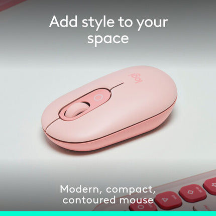 Logitech POP Ratón Inalámbrico Rosa Bluetooth 400 dpi Batería 2 Años