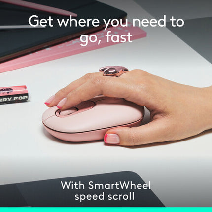 Logitech POP Ratón Inalámbrico Rosa Bluetooth 400 dpi Batería 2 Años