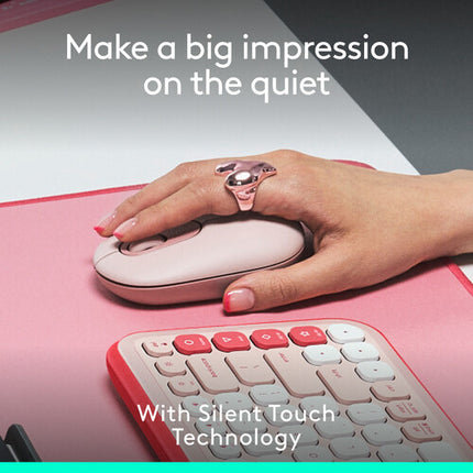 Logitech POP Ratón Inalámbrico Rosa Bluetooth 400 dpi Batería 2 Años