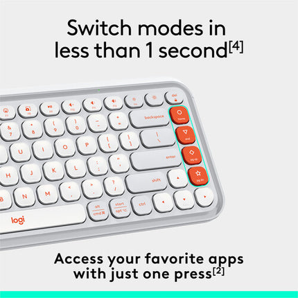 Logitech POP ICON KEYS Teclado inalámbrico Bluetooth Bajo perfil Off-White y Orange