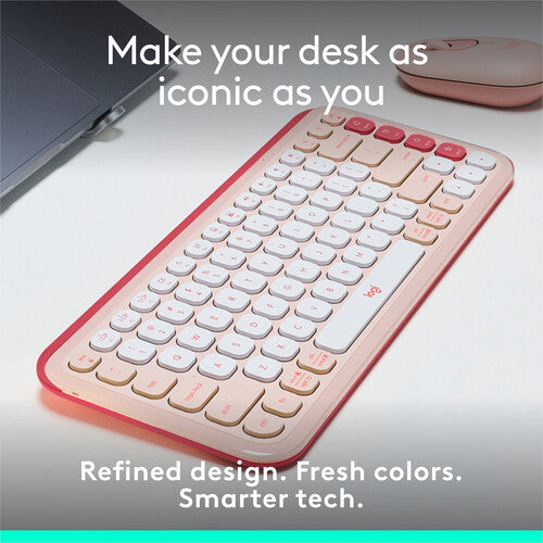 Logitech POP ICON KEYS Teclado inalámbrico Bluetooth Logi Bolt Compacto Rosa Blanco